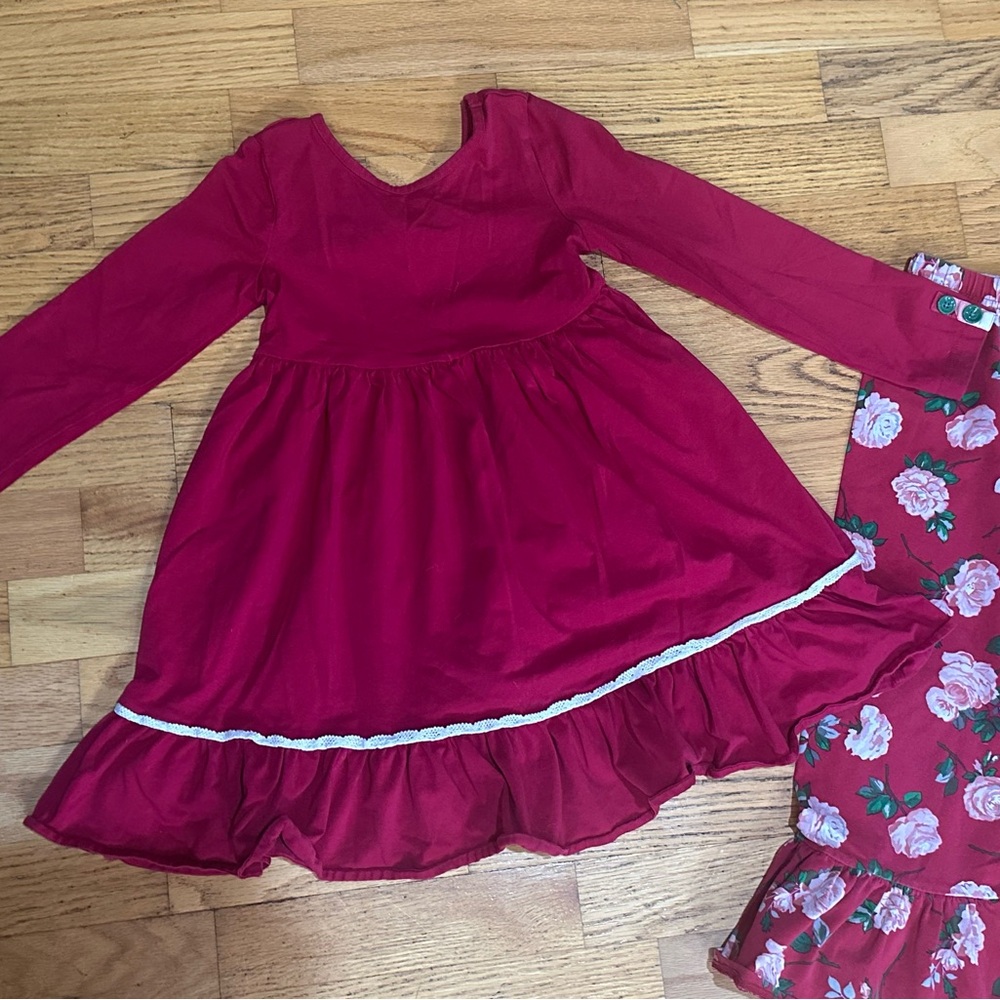 Matilda Jane Heart to Heart Poinsettia Dress Rosebud Big Ruffle Pant Christmas 8 - Picture 2 of 3